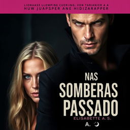 A book cover for a gripping romance thriller titled 'Nas Sombras do Passado' by Elisabete A