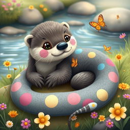 A cute and cuddly creature that combines the playful characteristics of an otter with the sleek form of a snake