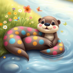 A cute and cuddly creature that combines the playful characteristics of an otter with the sleek form of a snake