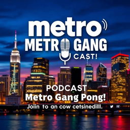 A catchy and stylish poster for the 'Metro Gang Podcast', featuring the title with the 'O' in 'Metro' creatively designed as a microphone