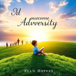 A captivating book cover featuring a child sitting alone on a grassy hill, deep in thought