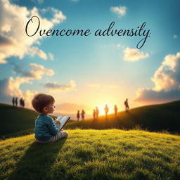 A captivating book cover featuring a child sitting alone on a grassy hill, deep in thought