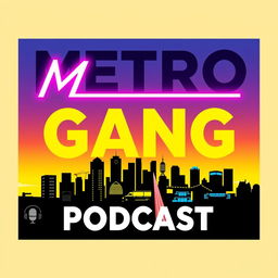 A modern and captivating poster for the podcast 'Metro Gang'