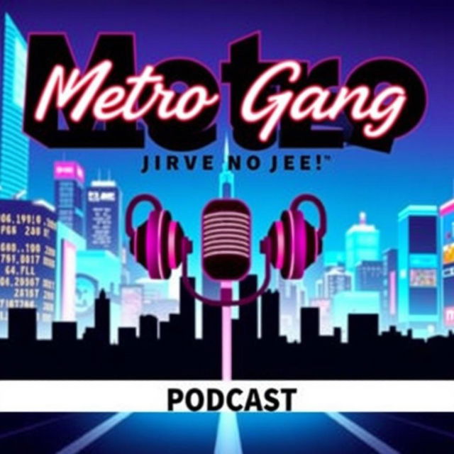 A modern and captivating poster for the podcast 'Metro Gang'