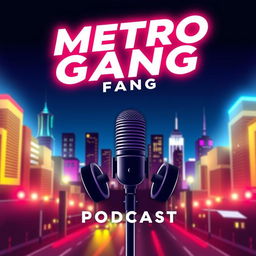 A modern and captivating poster for the podcast 'Metro Gang'