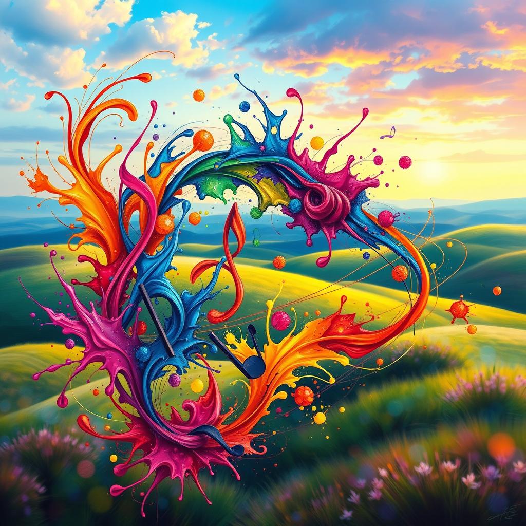 A beautiful representation of a symphony of thoughts, visually depicting the intertwining of creativity and emotion