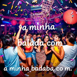 A fun and energetic representation of the phrase "a minha balada com" (my party with)