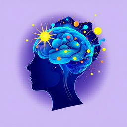 A thought-provoking illustration representing the power of the human mind, featuring a side profile of a human head overflowing with luminous brain activity depicted as colorful neural pathways and synapses