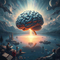 A captivating visual representation of "Understanding the power of the human mind" with an emphasis on creative and intellectual exploration