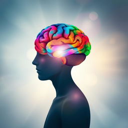 A thought-provoking image of a person's head artistically replaced by a colorful, abstract brain, representing intellectual power and enlightenment