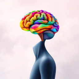 A thought-provoking image of a person's head artistically replaced by a colorful, abstract brain, representing intellectual power and enlightenment