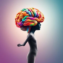 A captivating image of a person's head artistically replaced by a colorful, abstract brain, symbolizing intellectual power and enlightenment