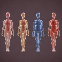 Visual representation of the transformative journey from a single human cell into a full-grown human body capturing different stages of development.