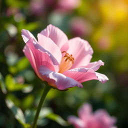 A highly detailed and artistic depiction of a flower symbolizing femininity and beauty, with soft gradients in shades of pink and lavender