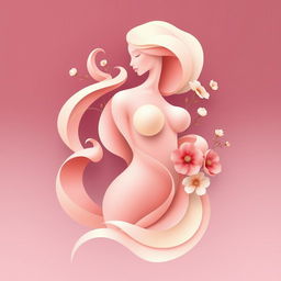 An artistic and abstract representation of femininity, featuring fluid shapes and soft curves that evoke the essence of women's bodies