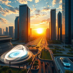 A highly realistic and striking image depicting the fusion energy revolution, illustrating a modern megacity illuminated by the innovative power of fusion energy