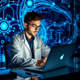 A dedicated data scientist or programmer intently working on a contemporary laptop, immersed in their task