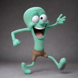 A joyful Squidward Tentacles, from SpongeBob SquarePants, dancing energetically with a big smile on his face.