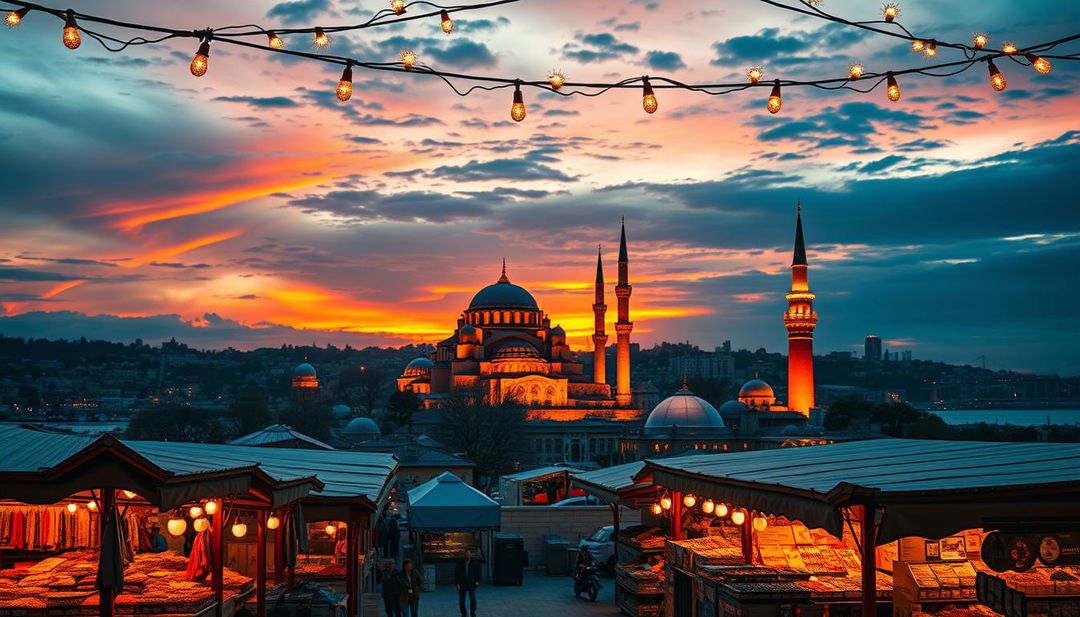 An eye-catching, colorful background of a Turkish scene designed for clickbait appeal