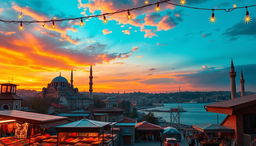 An eye-catching, colorful background of a Turkish scene designed for clickbait appeal