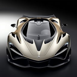 A stunning hypercar design inspired by the Apollo IE and McLaren P1, showcasing a charismatic and confident smile on its front