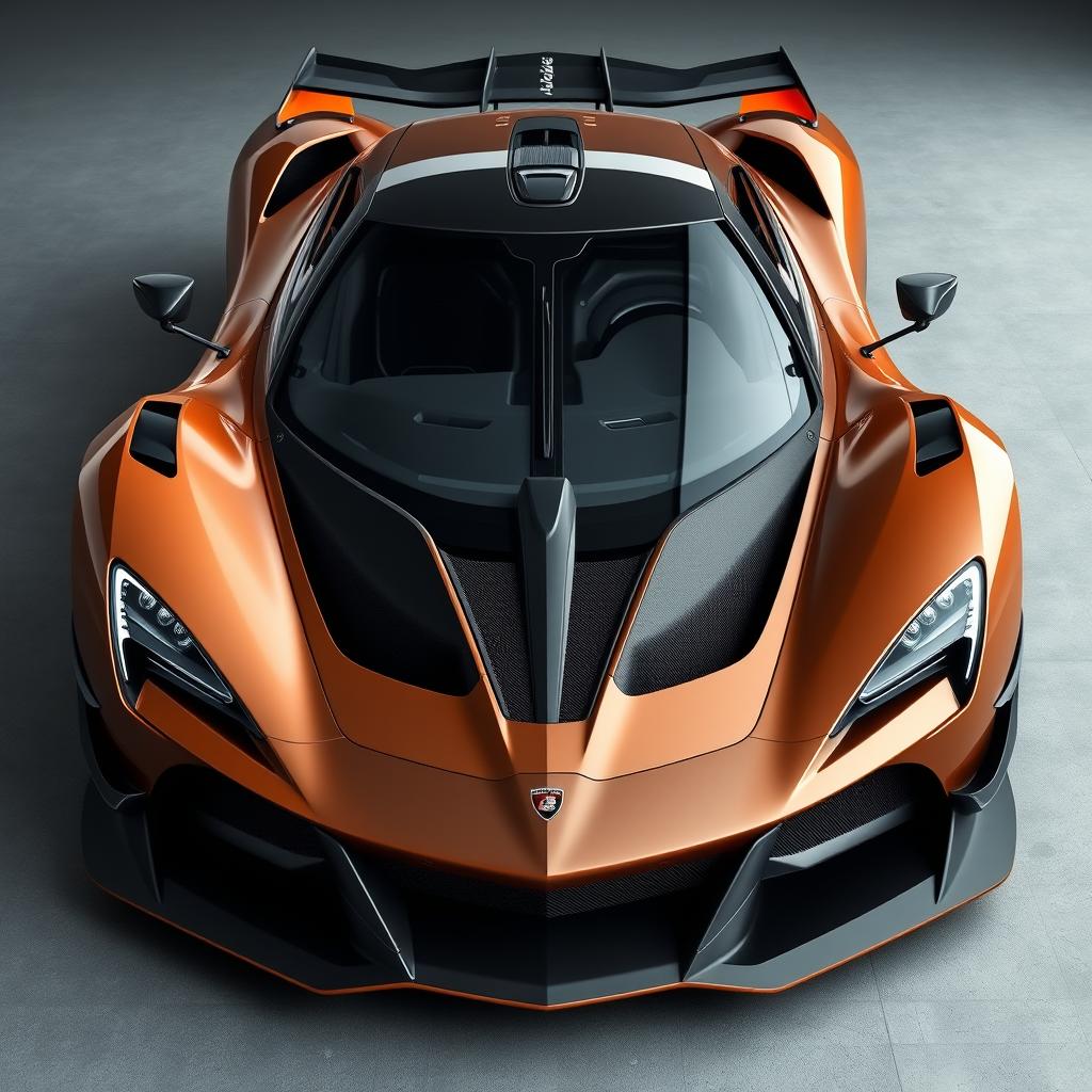 A breathtaking hypercar design inspired by the Apollo IE and McLaren P1, featuring a charismatic smile at the front that exudes confidence