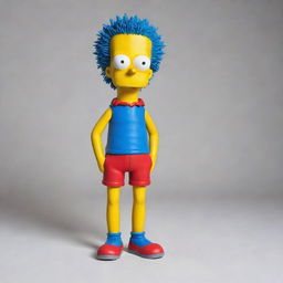 A vivid, full body image of Bart Simpson, the mischievous yellow-skinned character from The Simpsons, wearing his iconic red shirt and blue shorts, with his spiky hair standing tall.