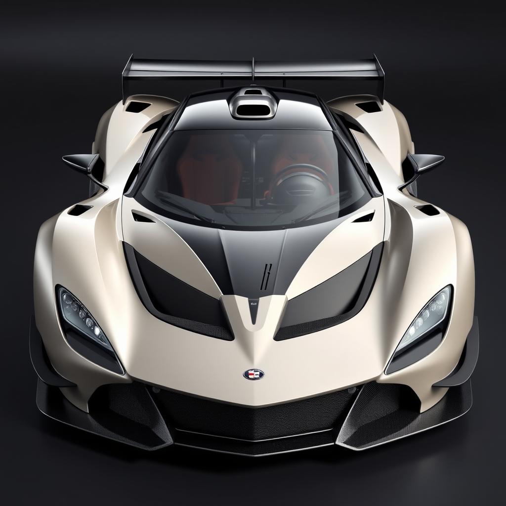 A striking hypercar with aggressive features, inspired by the McLaren P1 and Apollo IE