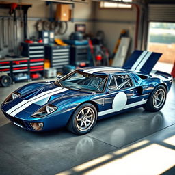 A stunning modified Ford GT40 with four doors, featuring an elegant and aerodynamic design