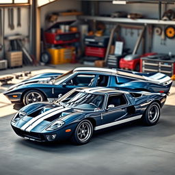 A stunning modified Ford GT40 with four doors, featuring an elegant and aerodynamic design