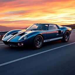 A captivating five-seater fastback inspired by the iconic shape of the Ford GT40, featuring a sleek and elongated design that emphasizes speed and elegance