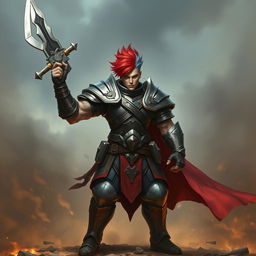 A human warrior standing in a powerful pose, wielding a huge greatsword