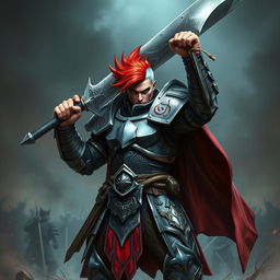 A human warrior standing in a powerful pose, wielding a huge greatsword