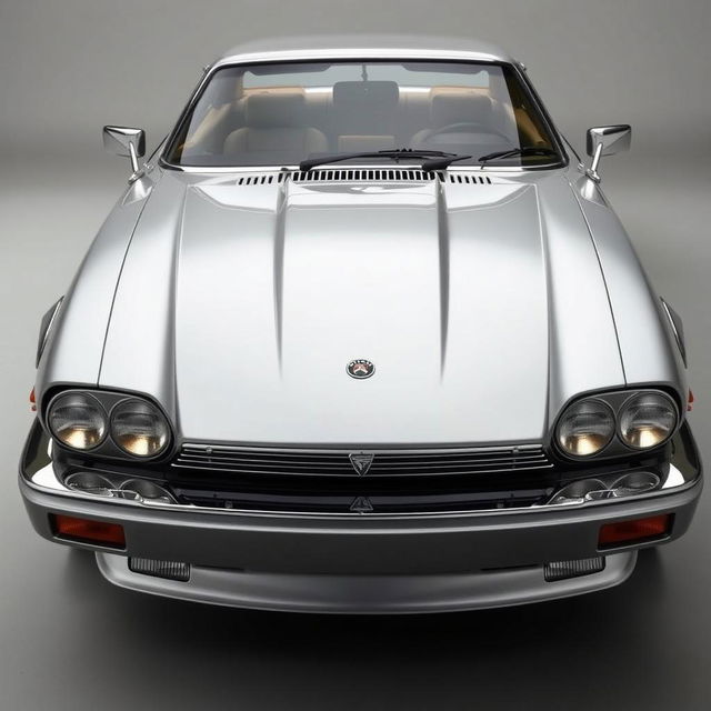 A silver Jaguar XJS Coupe inspired by James Bond, featuring twin LED headlights for a sleek look