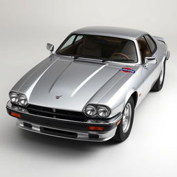 A silver Jaguar XJS Coupe inspired by James Bond, featuring twin LED headlights for a sleek look