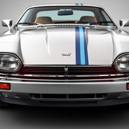 A silver Jaguar XJS Coupe inspired by James Bond, featuring twin LED headlights for a sleek look