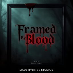 A chilling and atmospheric horror themed movie poster for a film titled "Framed By Blood"