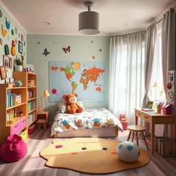 A cozy and colorful child's bedroom filled with whimsical decor