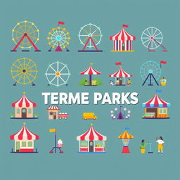 A collection of high-quality vector illustrations depicting various elements of theme parks