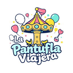 A whimsical and retro-inspired logo design for a theme park travel agency named "La Pantufla Viajera"