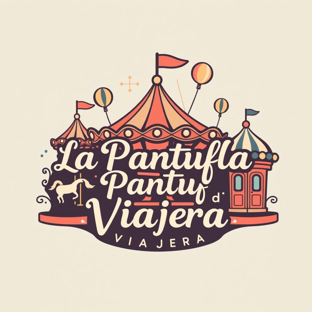 A whimsical and retro-inspired logo design for a theme park travel agency named "La Pantufla Viajera"