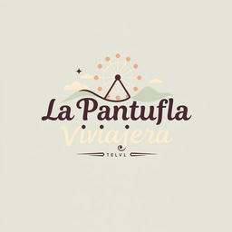 A whimsical yet minimalist retro logo design for a theme park travel agency named "La Pantufla Viajera"