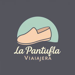 A whimsical, minimalist, and retro logo design for a theme park travel agency named "La Pantufla Viajera"