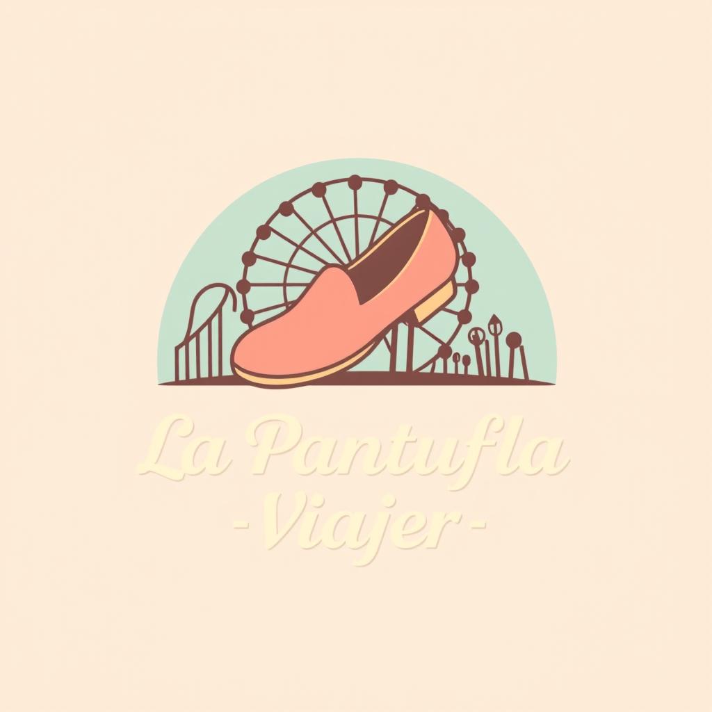 A whimsical, minimalist, and retro logo design for a theme park travel agency called "La Pantufla Viajera"