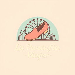 A whimsical, minimalist, and retro logo design for a theme park travel agency called "La Pantufla Viajera"