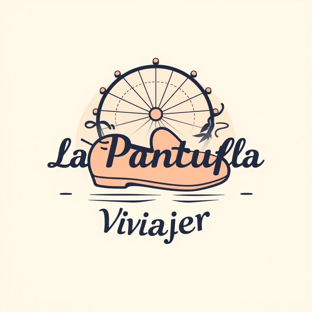 A whimsical, minimalist, and retro logo design for a theme park travel agency called "La Pantufla Viajera"