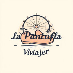 A whimsical, minimalist, and retro logo design for a theme park travel agency called "La Pantufla Viajera"