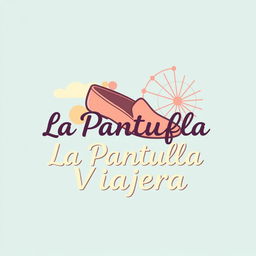 A whimsical, minimalist, and retro logo design for a theme park travel agency called "La Pantufla Viajera"