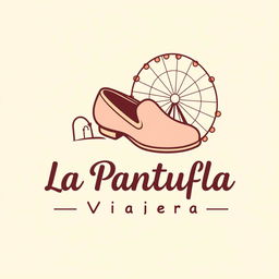 A whimsical, minimalist, and retro logo design for a theme park travel agency called "La Pantufla Viajera"