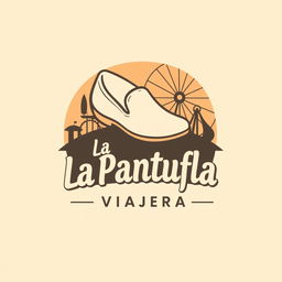 A minimalist, retro logo design for a theme park travel agency named "La Pantufla Viajera"